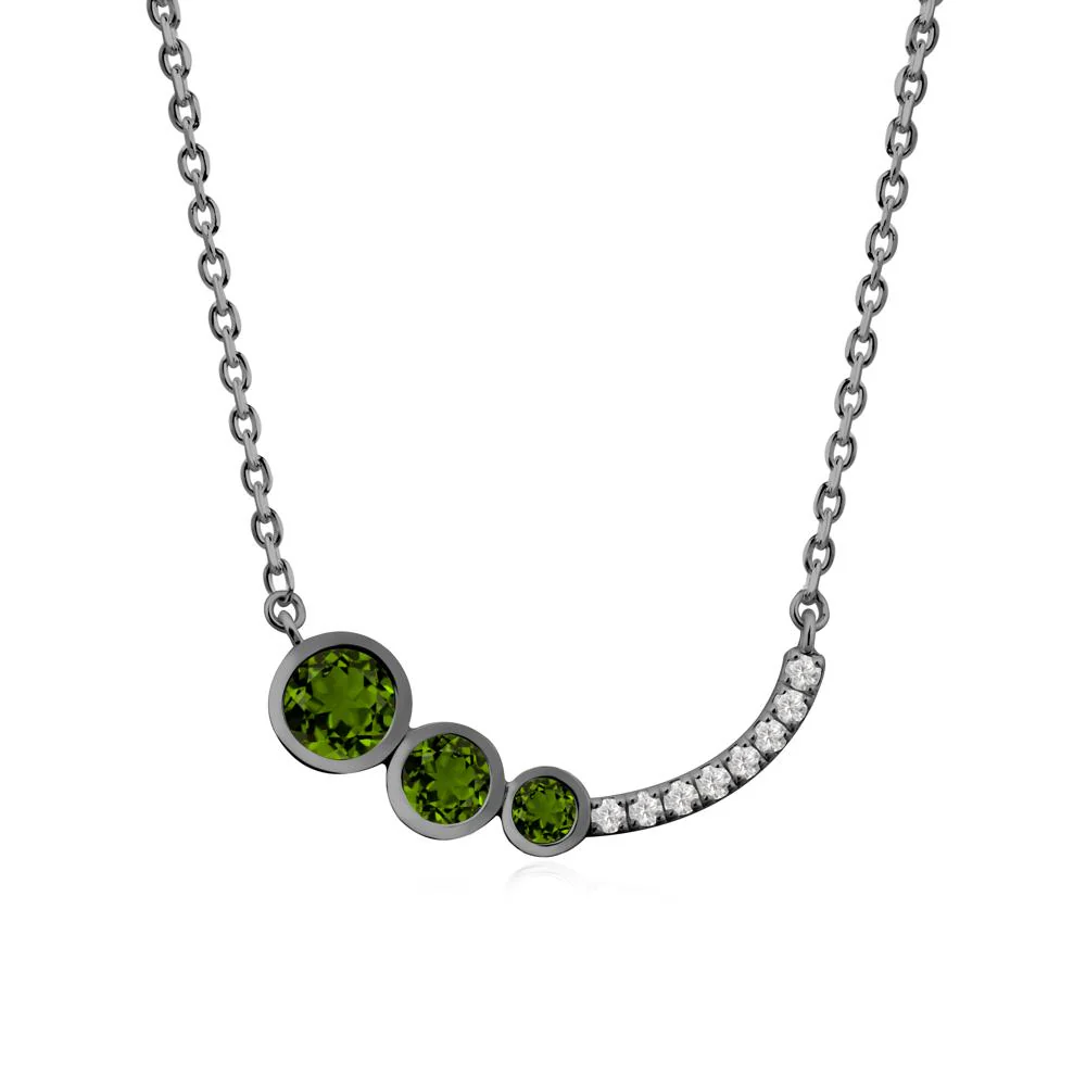 Three Stone Bezel-Set Diopside Necklace - Image 8