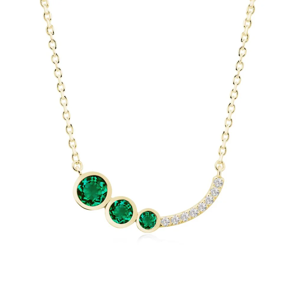 Three Stone Bezel-Set Emerald Necklace - Image 8