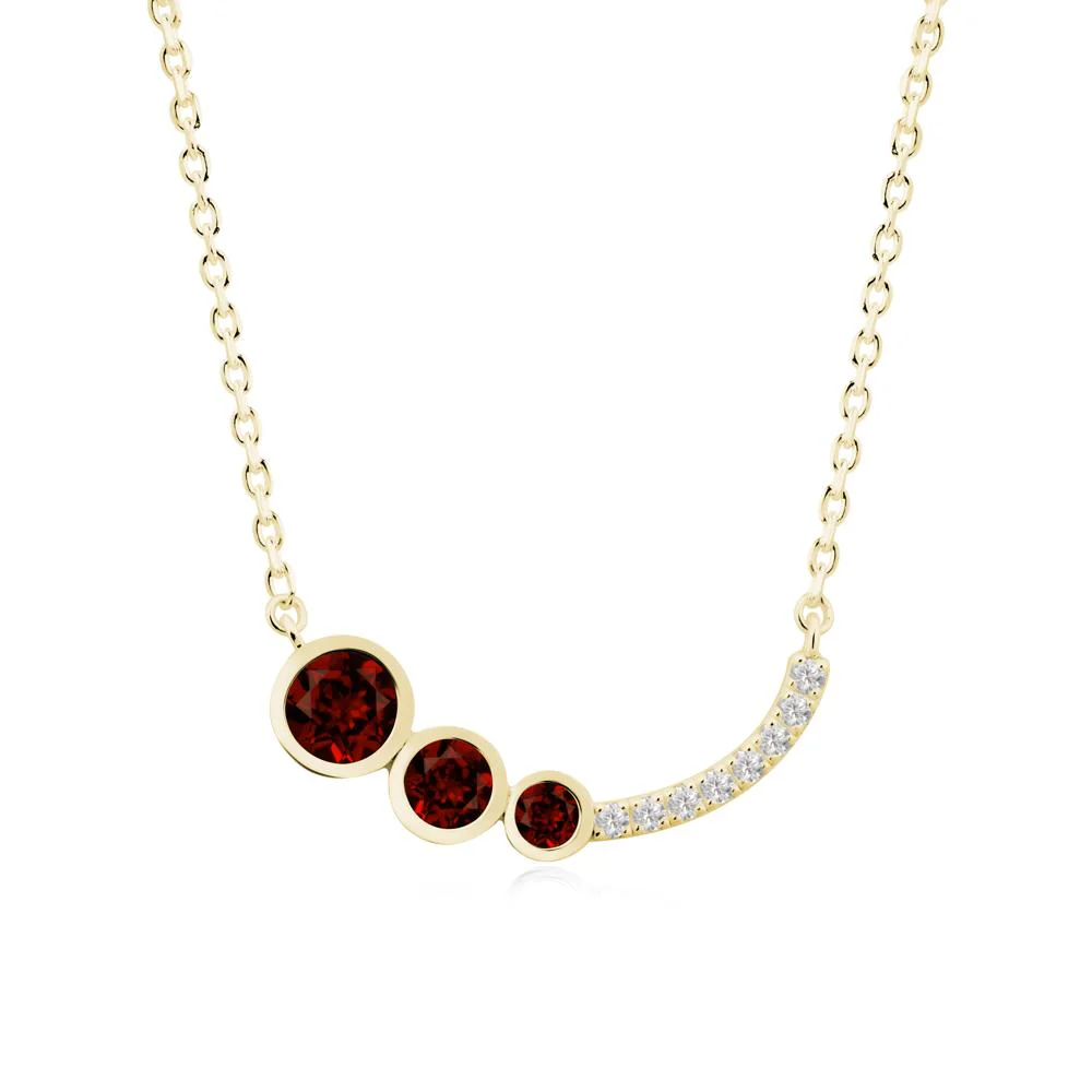 Three Stone Bezel-Set Garnet Necklace - Image 5