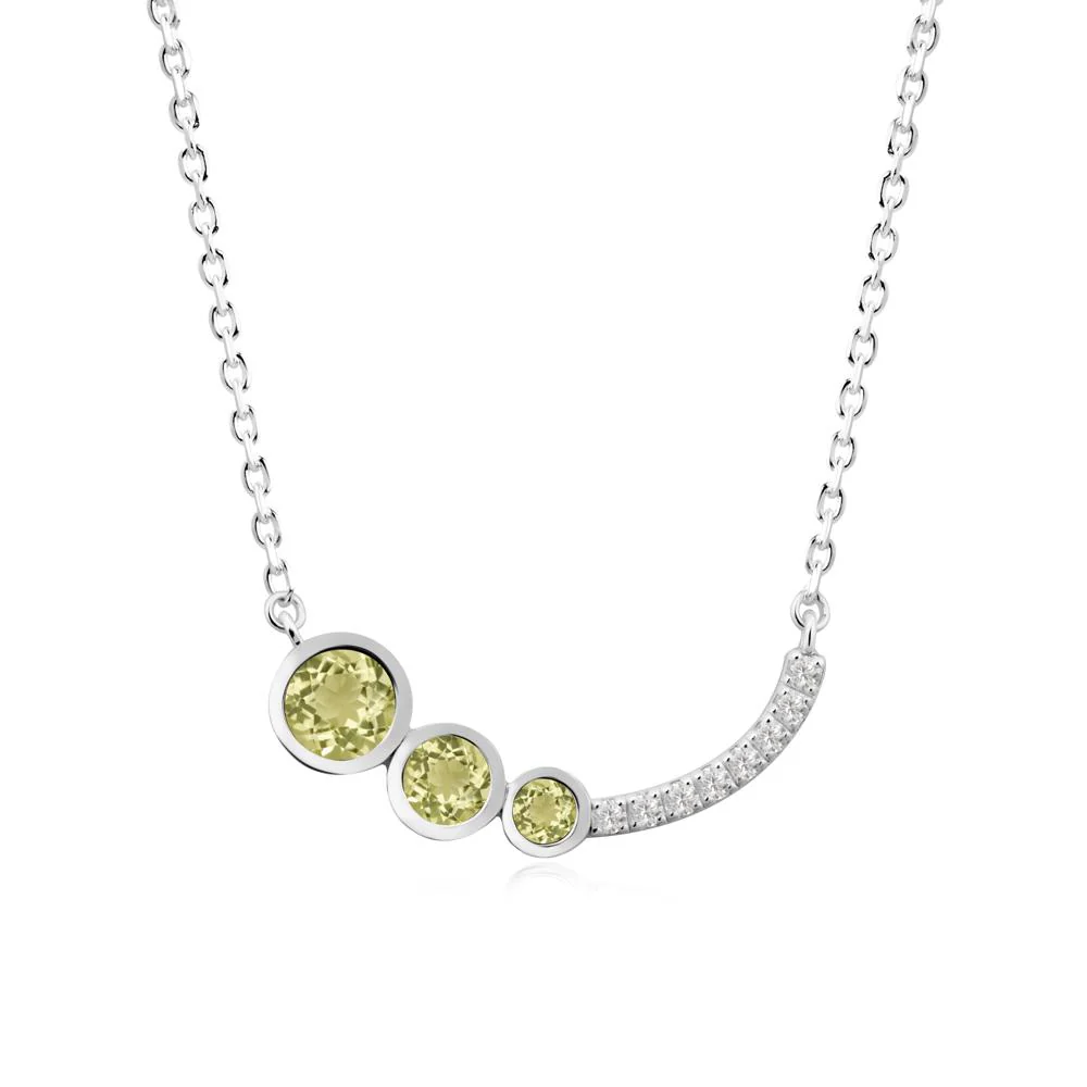Three Stone Bezel-Set Lemon Quartz Necklace - Image 2
