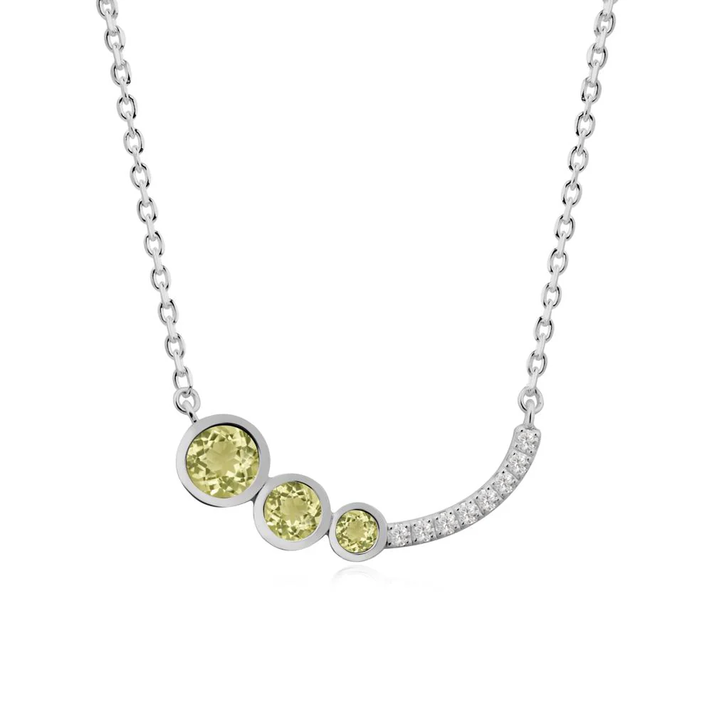 Three Stone Bezel-Set Lemon Quartz Necklace - Image 3