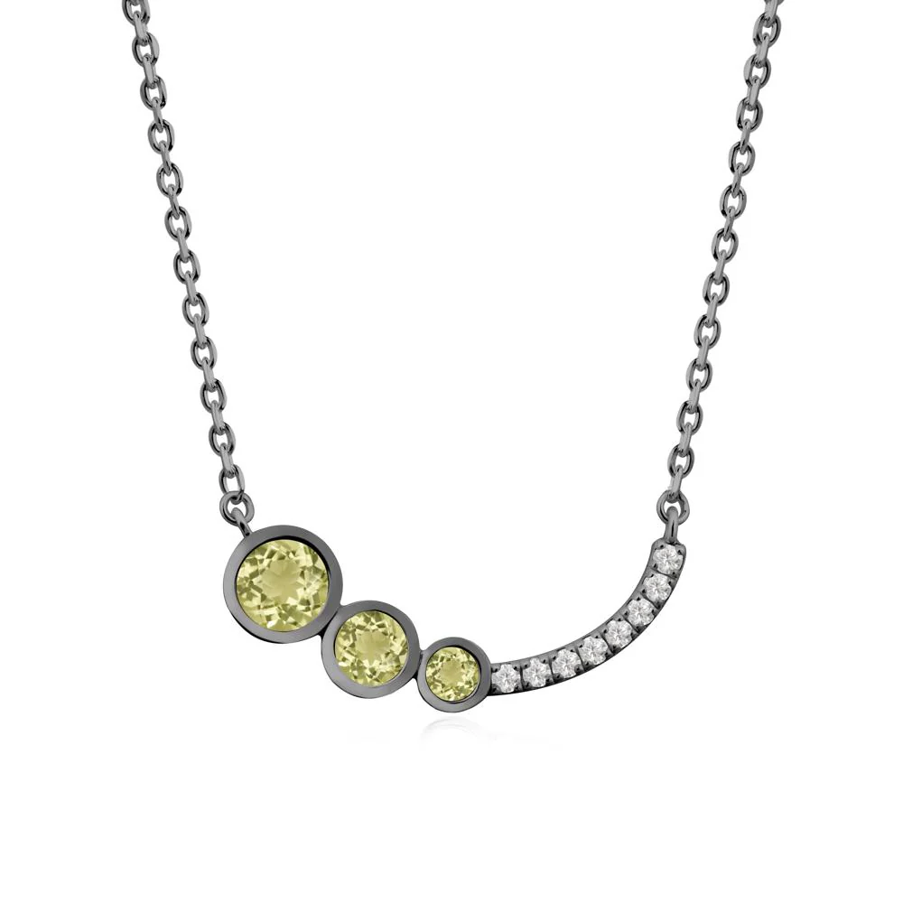 Three Stone Bezel-Set Lemon Quartz Necklace - Image 4