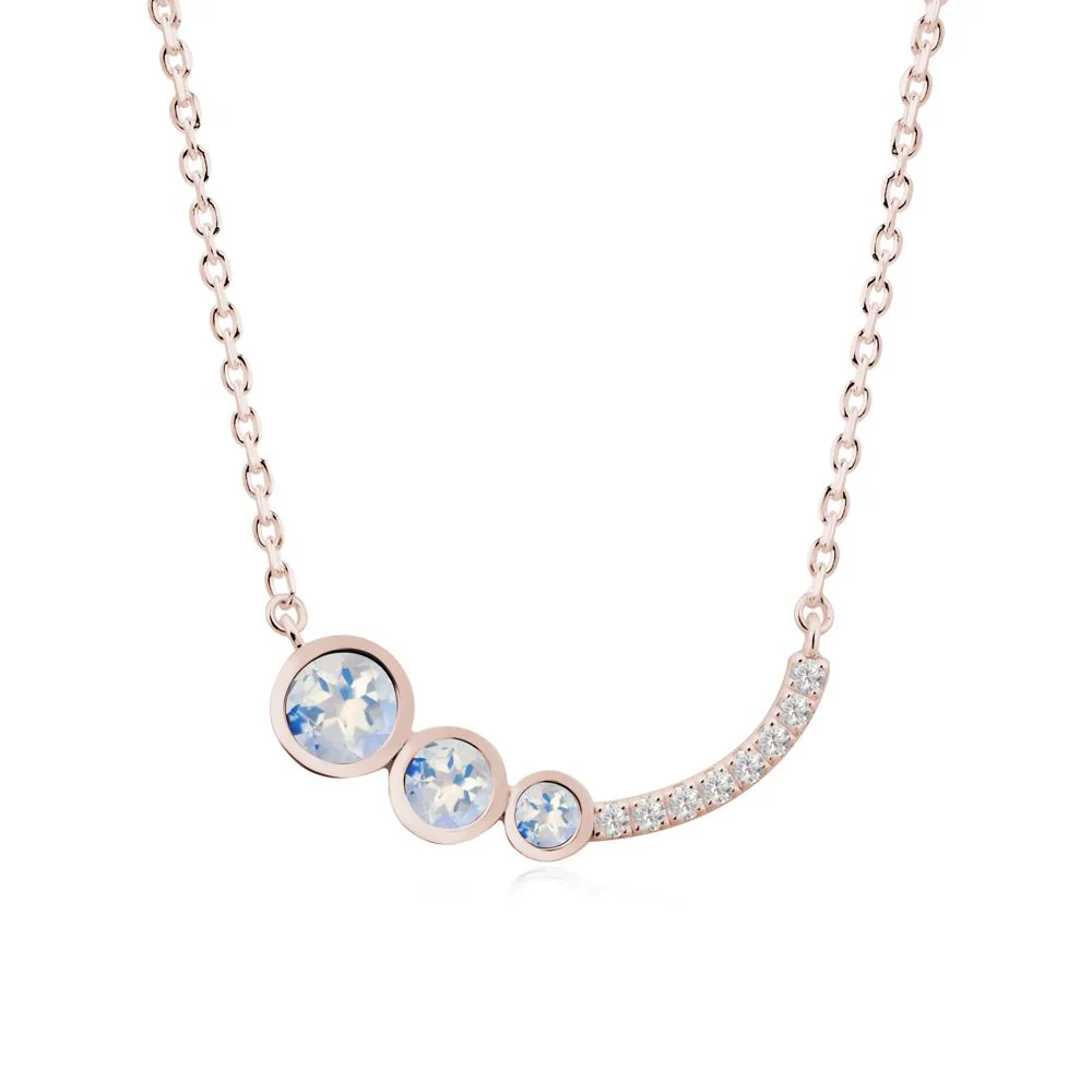 Three Stone Bezel-Set Moonstone Necklace - Image 4