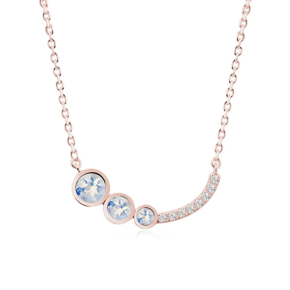Three Stone Bezel-Set Moonstone Necklace - Image 5