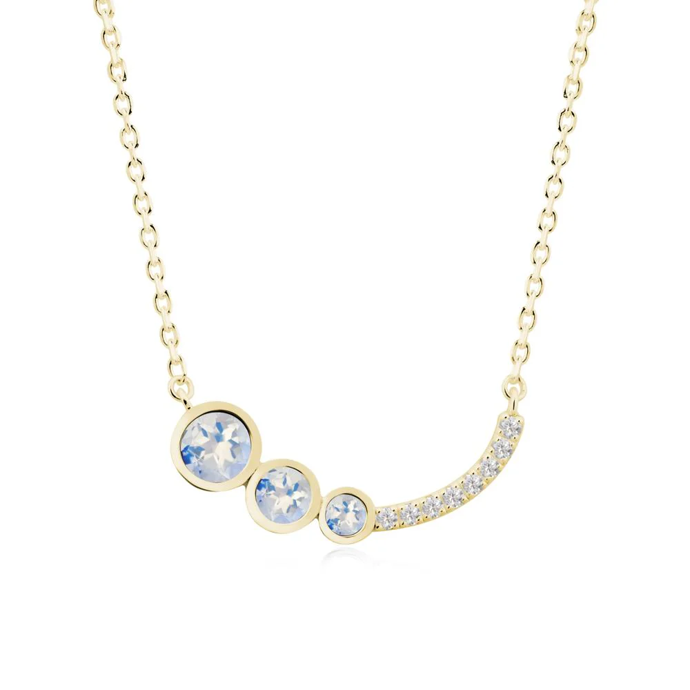 Three Stone Bezel-Set Moonstone Necklace - Image 7