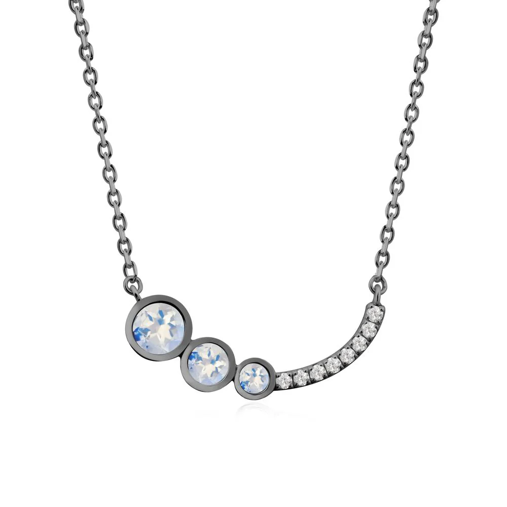 Three Stone Bezel-Set Moonstone Necklace - Image 9