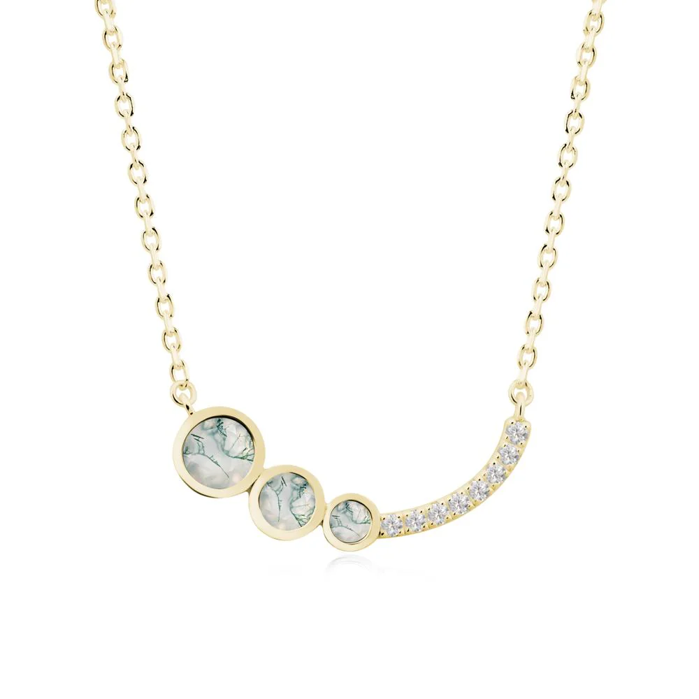 Three Stone Bezel-Set Moss Agate Necklace - Image 2