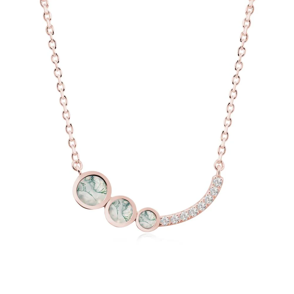 Three Stone Bezel-Set Moss Agate Necklace - Image 6