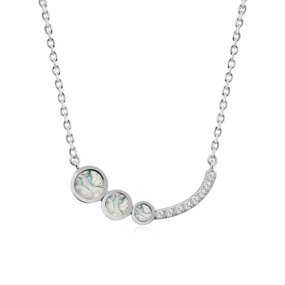 Three Stone Bezel-Set Moss Agate Necklace - Image 7