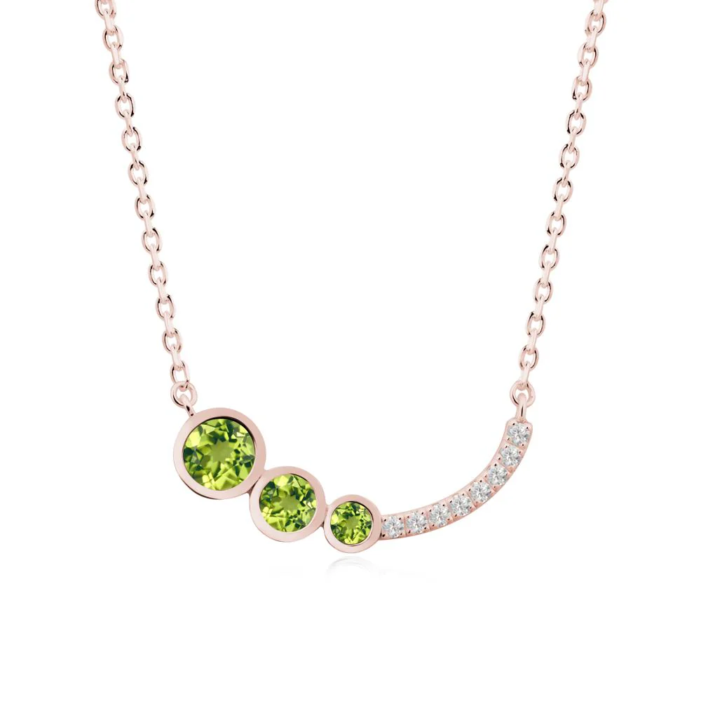 Three Stone Bezel-Set Peridot Necklace - Image 3