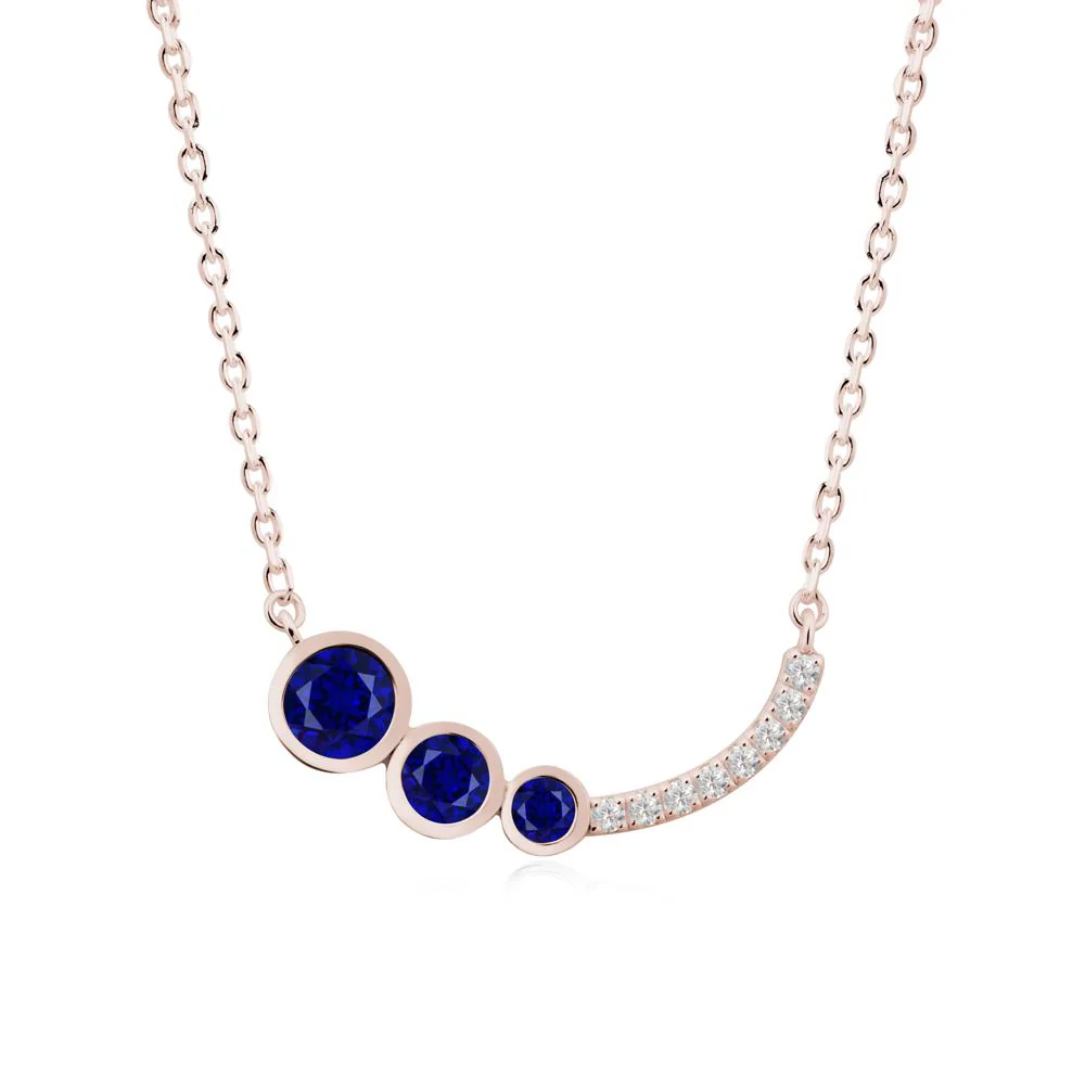 Three Stone Bezel-Set Sapphire Necklace - Image 6