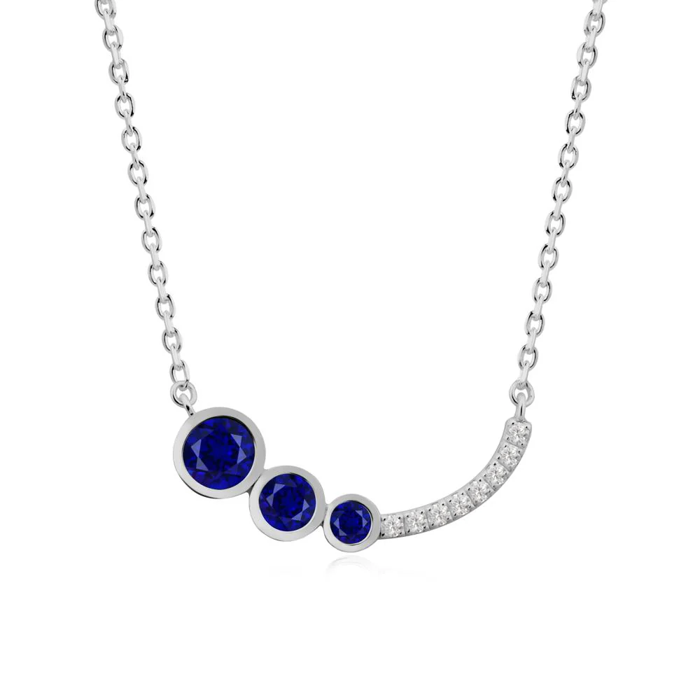 Three Stone Bezel-Set Sapphire Necklace - Image 8