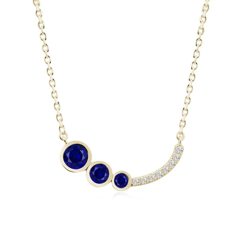 Three Stone Bezel-Set Sapphire Necklace - Image 9