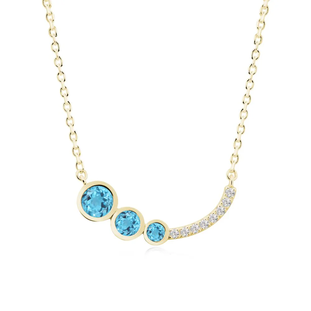 Three Stone Bezel-Set Swiss Blue Topaz Necklace - Image 2