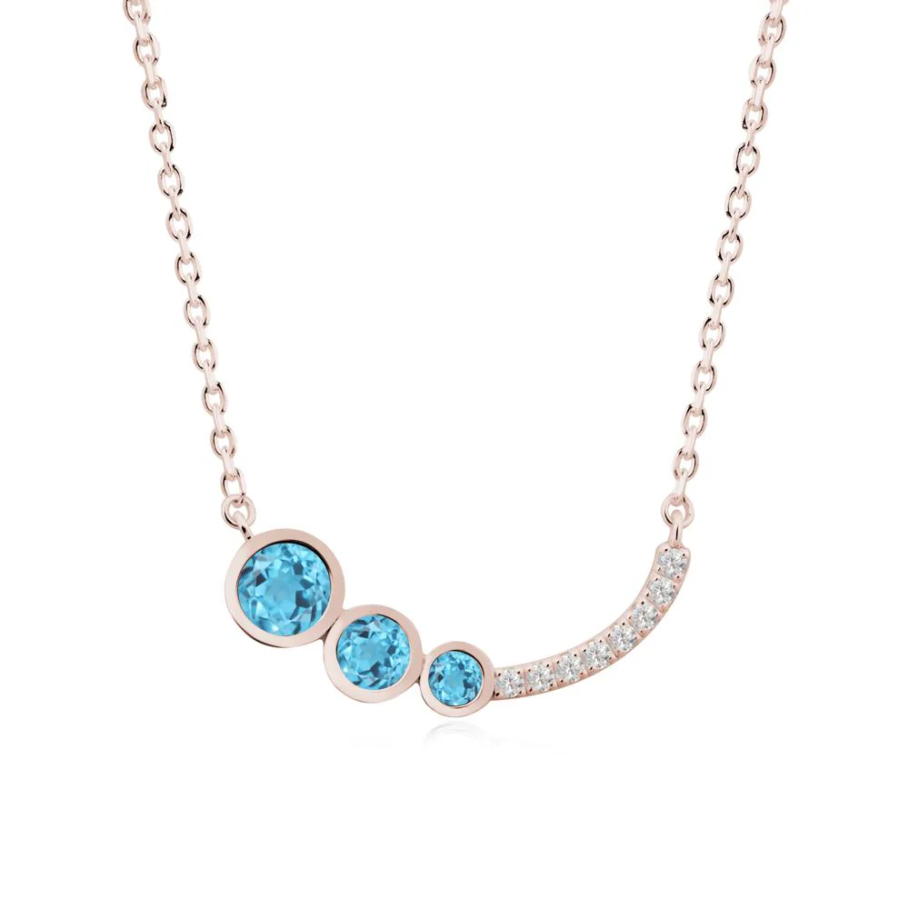 Three Stone Bezel-Set Swiss Blue Topaz Necklace - Image 6
