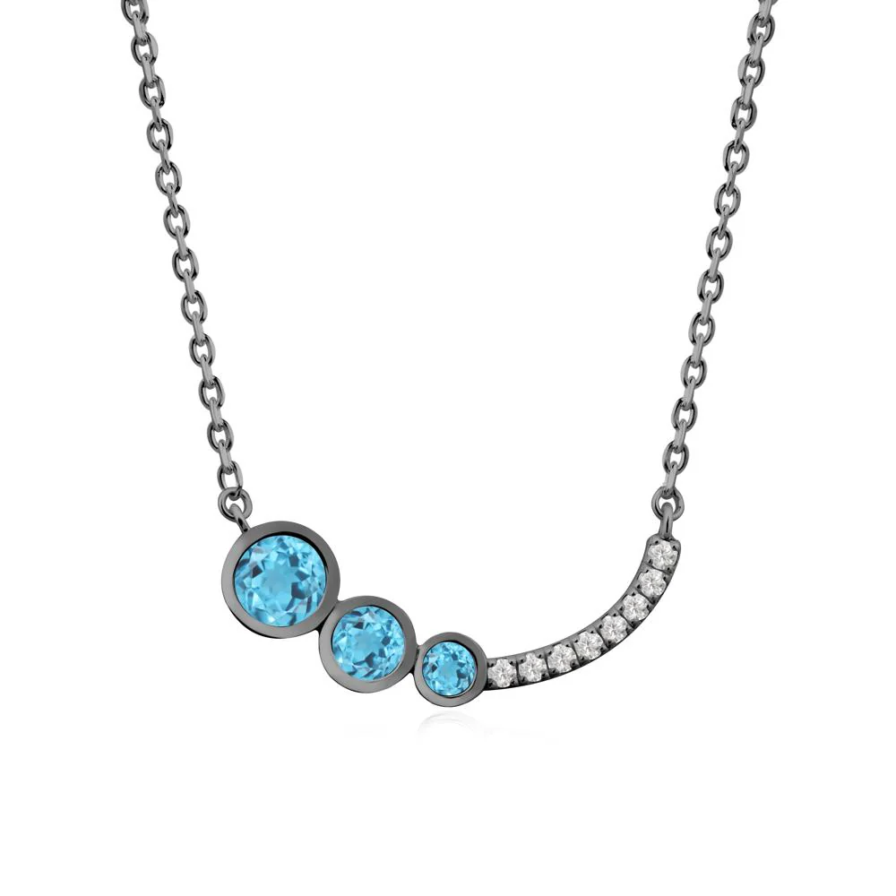 Three Stone Bezel-Set Swiss Blue Topaz Necklace - Image 8
