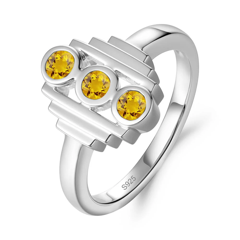 Three Stone Citrine Statement Ring - Image 6