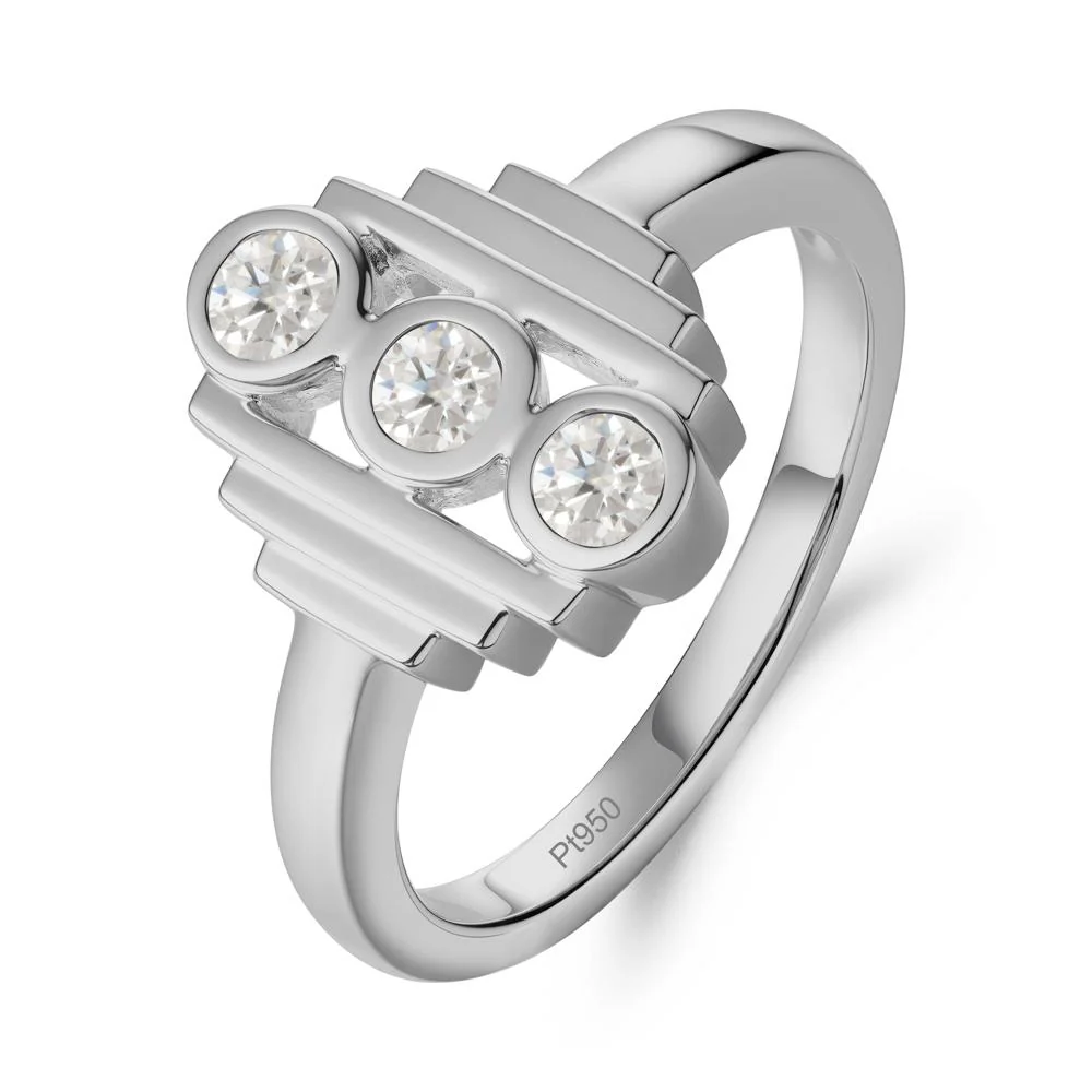 Three Stone Moissanite Statement Ring - Image 3