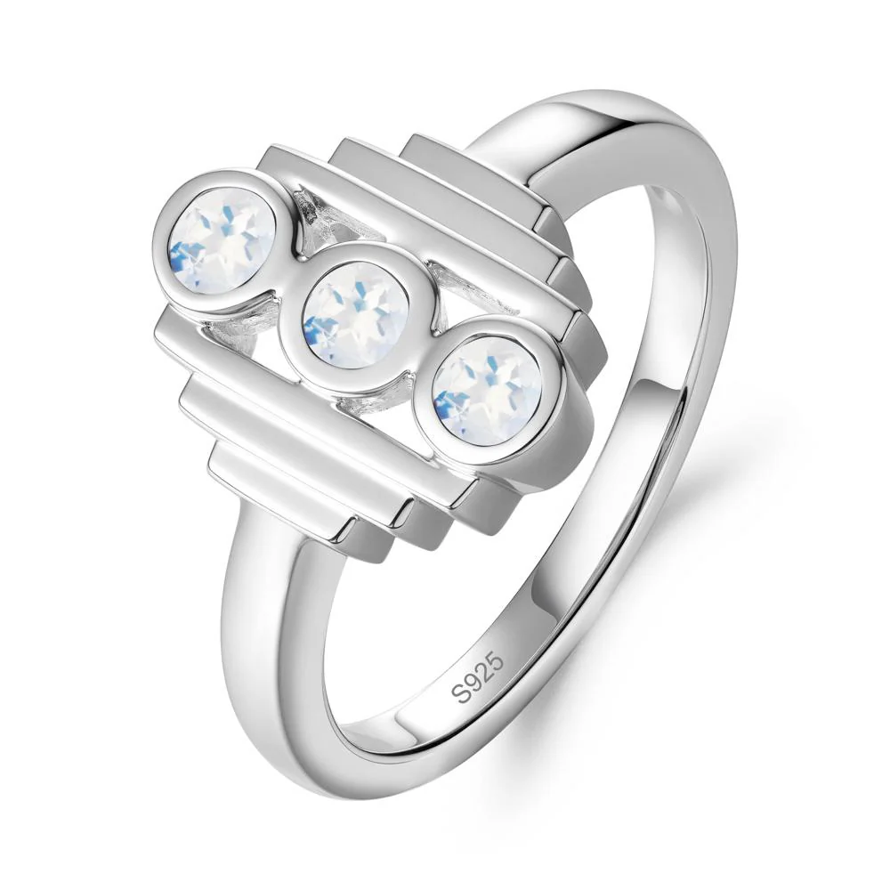 Three Stone Moonstone Statement Ring - Image 4