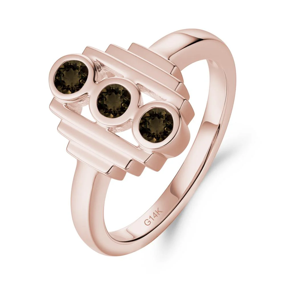 Three Stone Smoky Quartz Statement Ring - Image 2