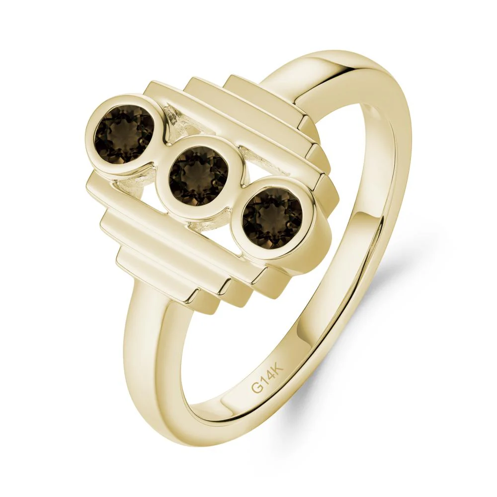 Three Stone Smoky Quartz Statement Ring - Image 6