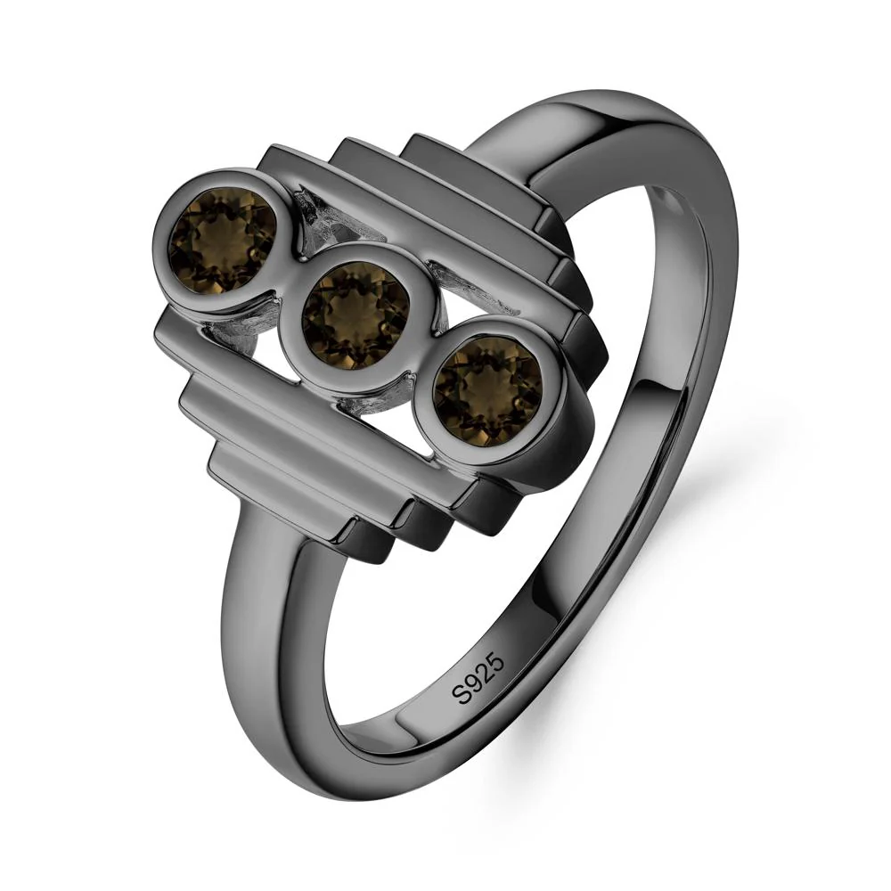 Three Stone Smoky Quartz Statement Ring - Image 9