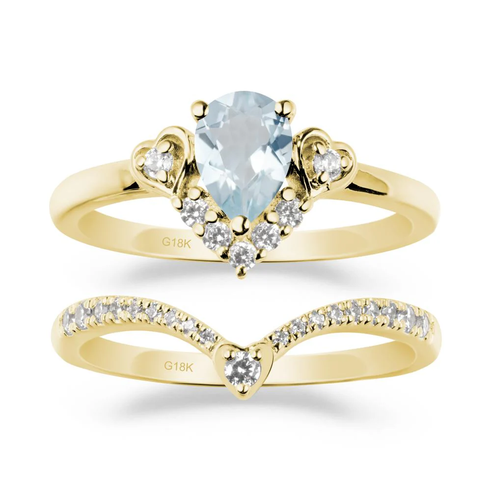 Tiara-Inspired Pear Shaped Aquamarine Ring Set - Image 6