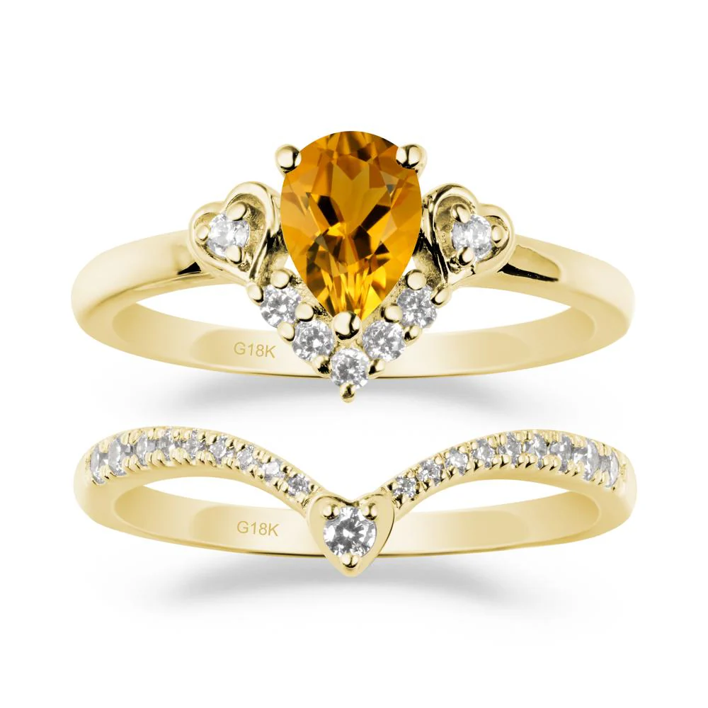 Tiara-Inspired Pear Shaped Citrine Ring Set - Image 6