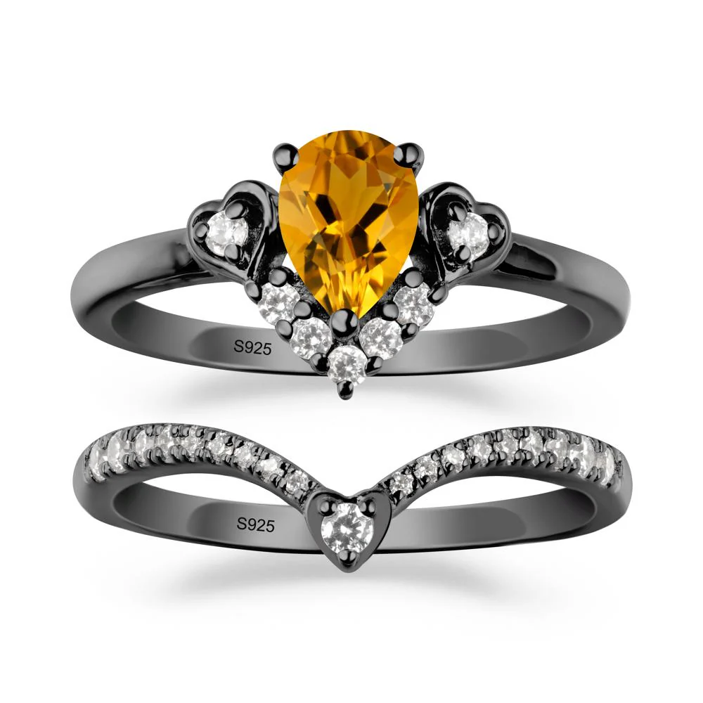 Tiara-Inspired Pear Shaped Citrine Ring Set - Image 7