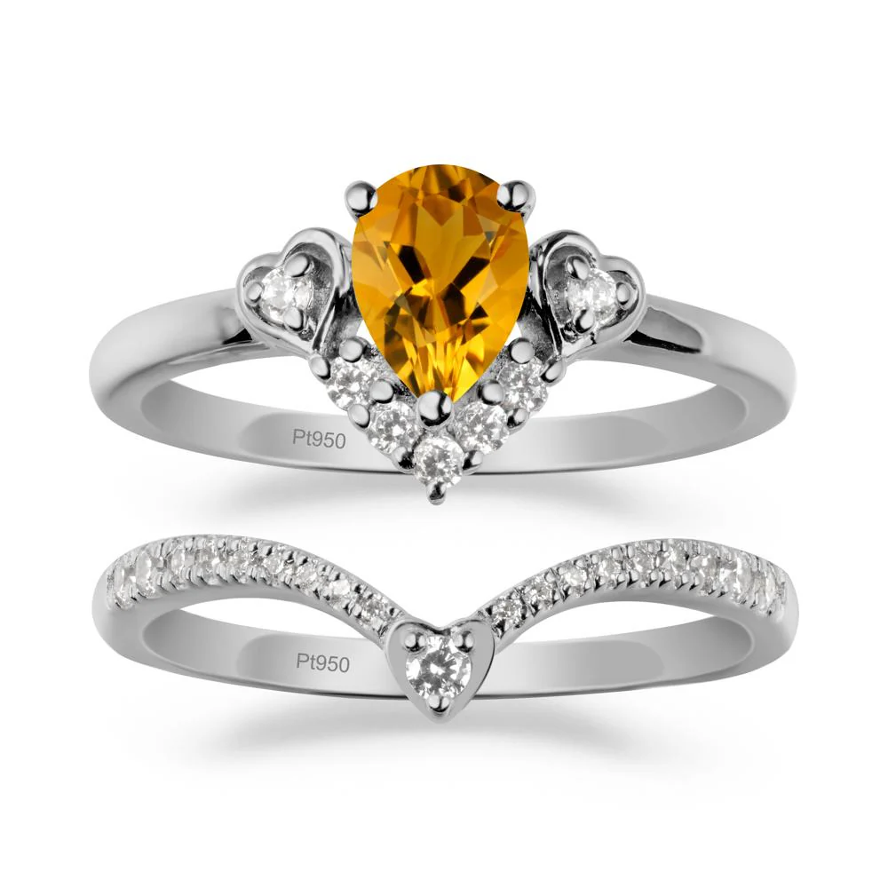 Tiara-Inspired Pear Shaped Citrine Ring Set - Image 8