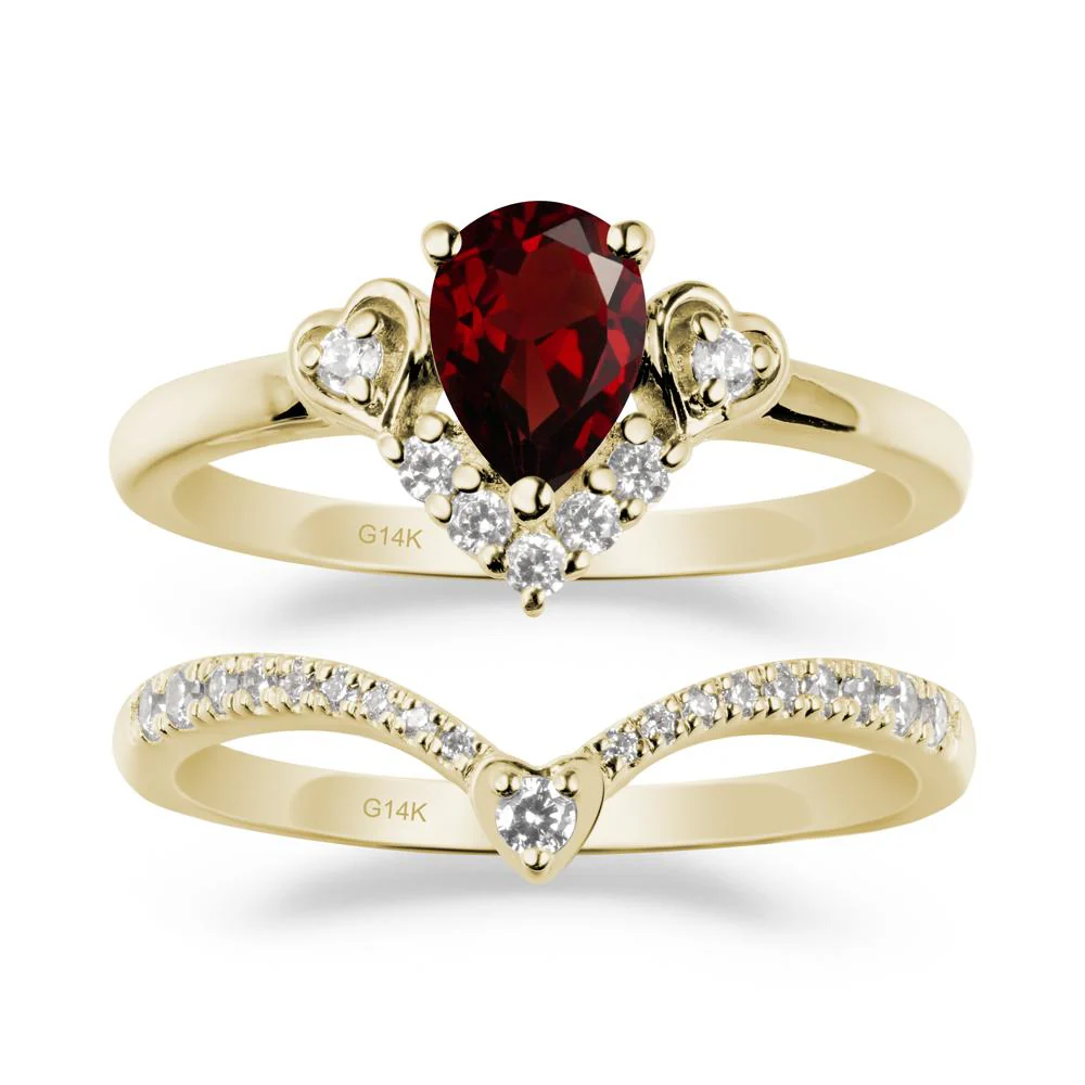 Tiara-Inspired Pear Shaped Garnet Ring Set - Image 3