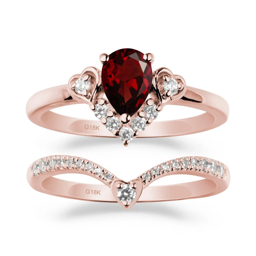 Tiara-Inspired Pear Shaped Garnet Ring Set - Image 4
