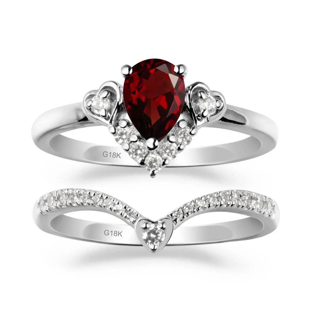Tiara-Inspired Pear Shaped Garnet Ring Set - Image 5