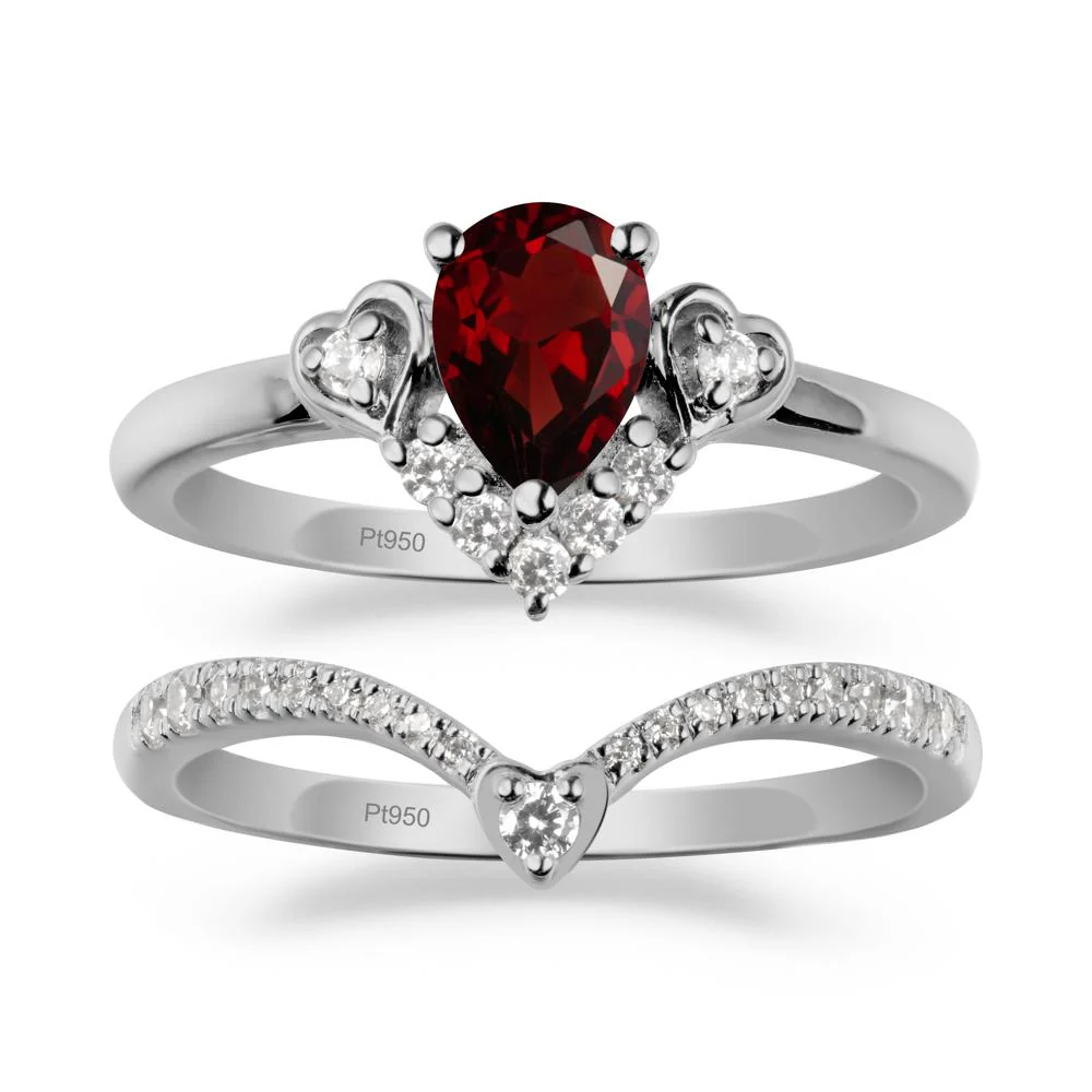 Tiara-Inspired Pear Shaped Garnet Ring Set - Image 8