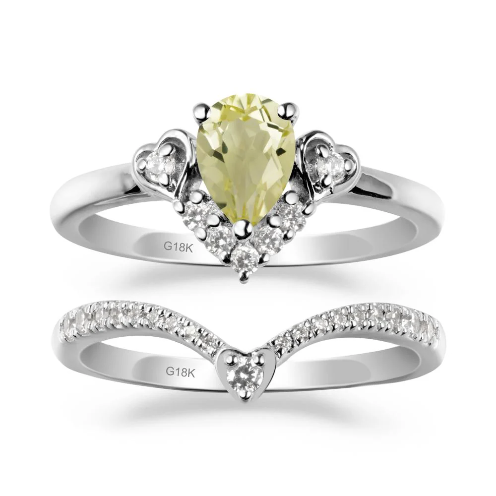 Tiara-Inspired Pear Shaped Lemon Quartz Ring Set - Image 5