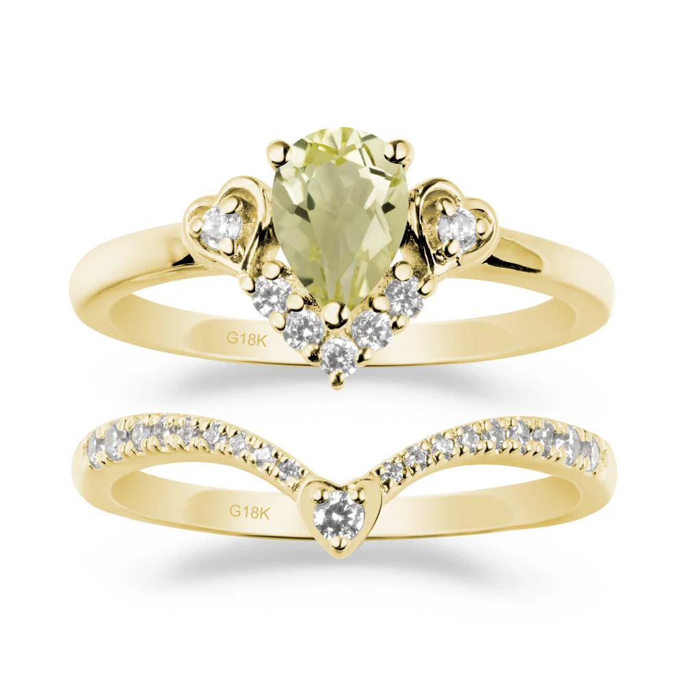 Tiara-Inspired Pear Shaped Lemon Quartz Ring Set - Image 6