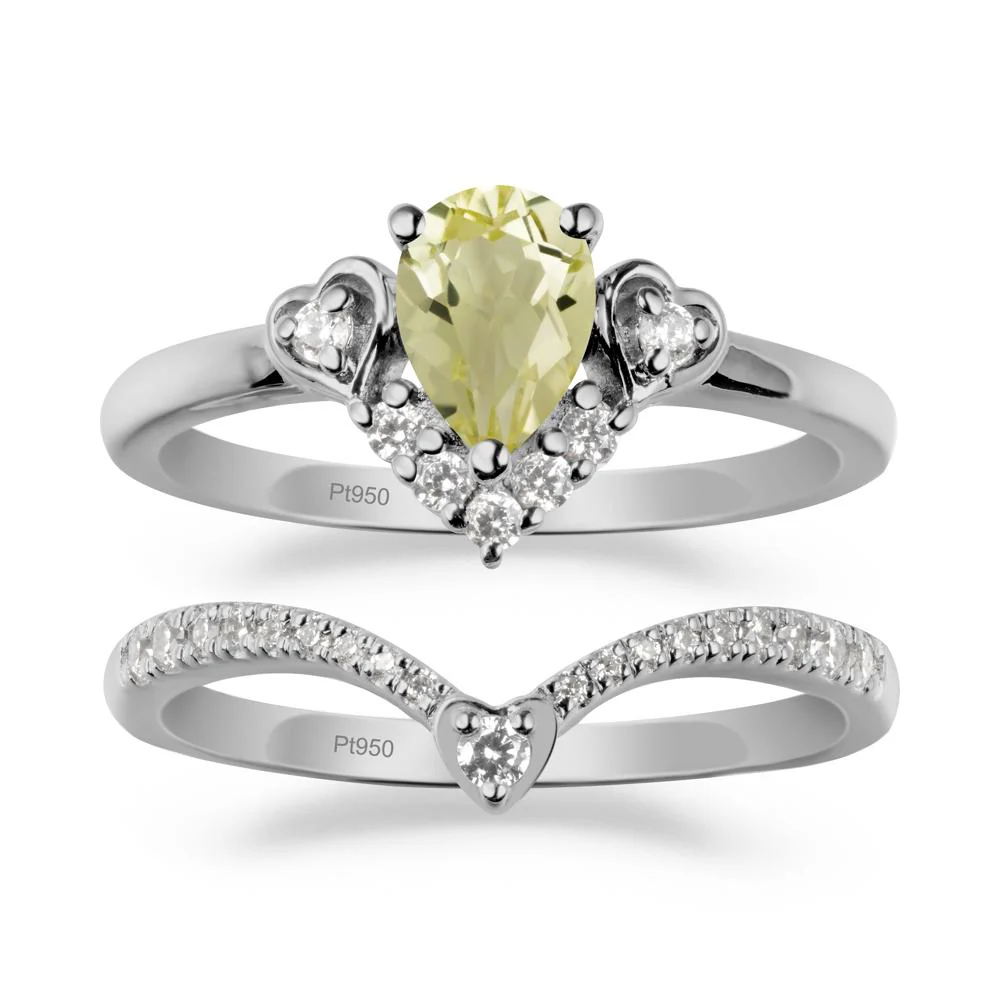 Tiara-Inspired Pear Shaped Lemon Quartz Ring Set - Image 8