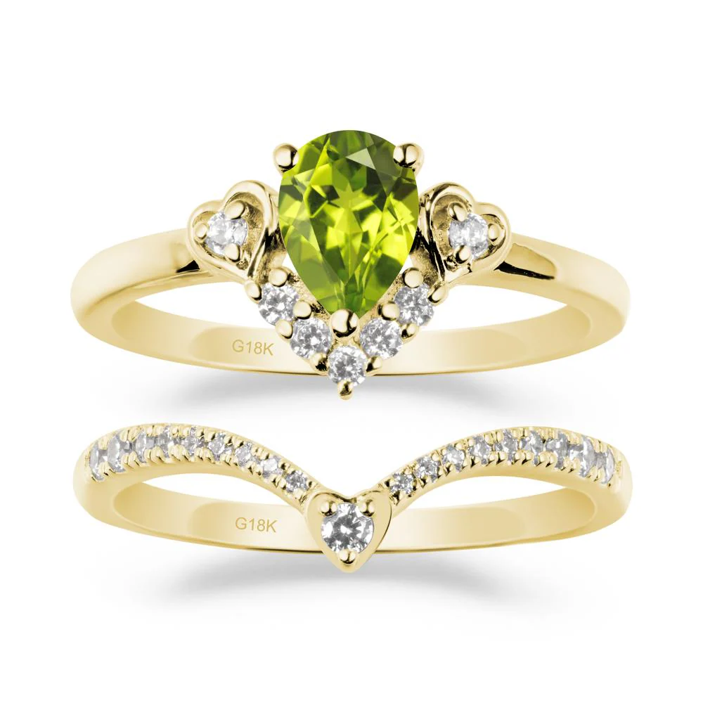 Tiara-Inspired Pear Shaped Peridot Ring Set - Image 6