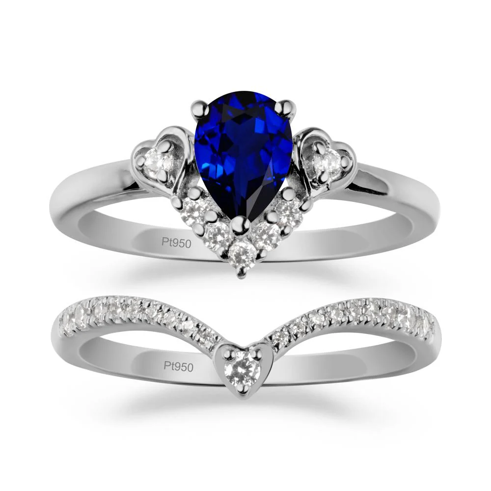 Tiara-Inspired Pear Shaped Sapphire Ring Set - Image 8