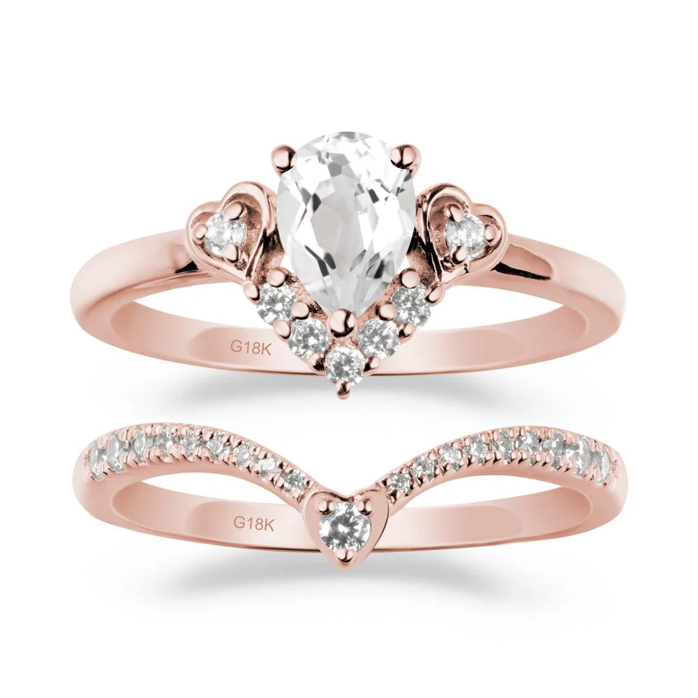 Tiara-Inspired Pear Shaped White Topaz Ring Set - Image 4
