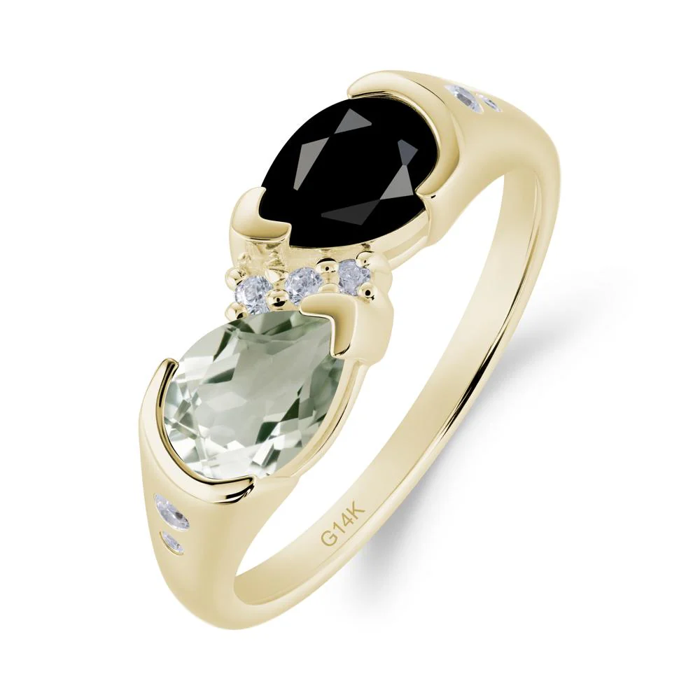 Toi Et Moi Bezel Black Spinel and Green Amethyst Promise Ring - Image 6