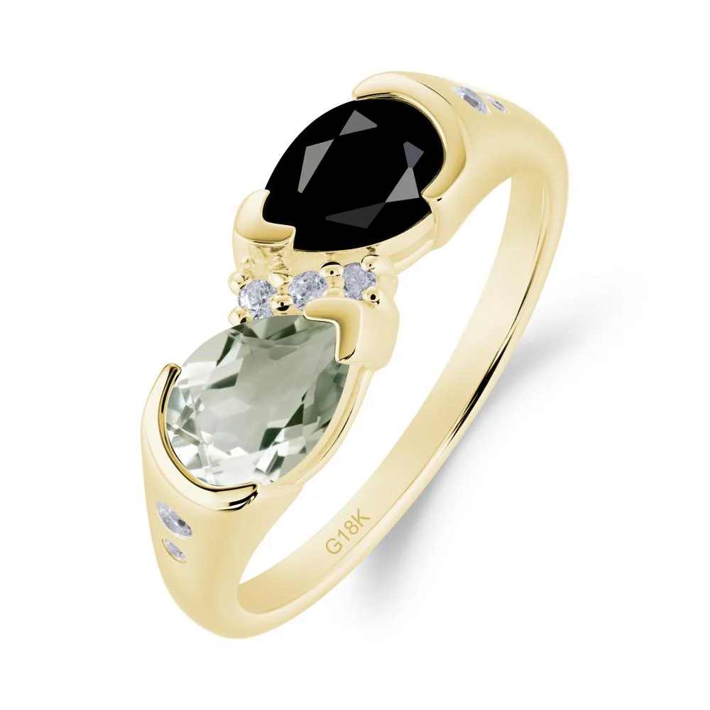 Toi Et Moi Bezel Black Spinel and Green Amethyst Promise Ring - Image 7