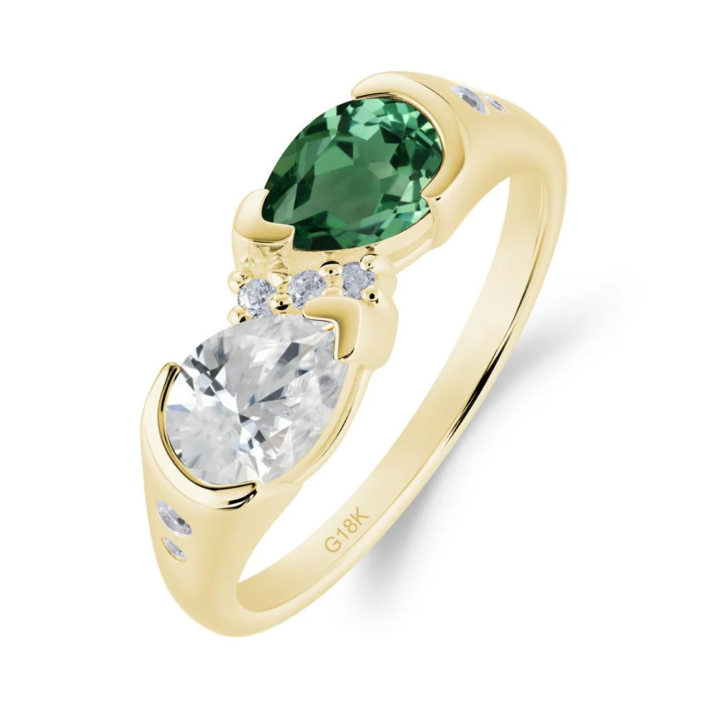 Toi Et Moi Bezel Green Sapphire Promise Ring - Image 2