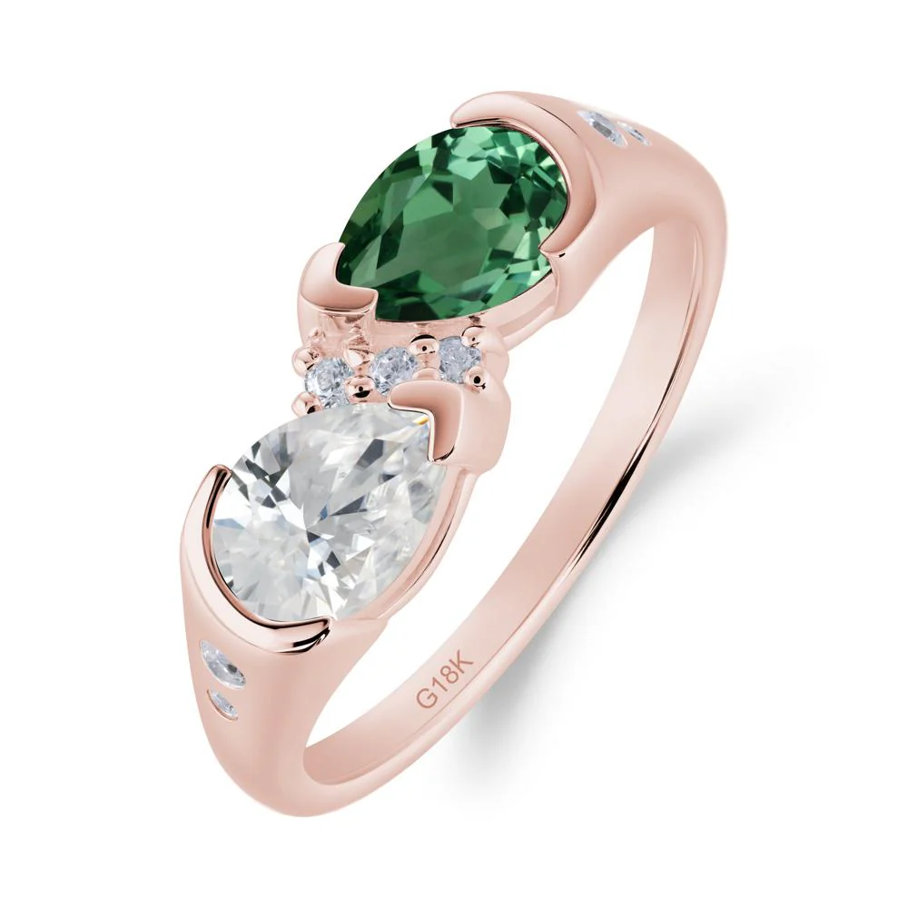 Toi Et Moi Bezel Green Sapphire Promise Ring - Image 3