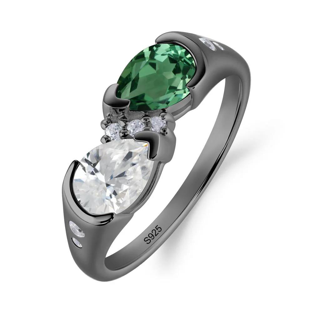 Toi Et Moi Bezel Green Sapphire Promise Ring - Image 4