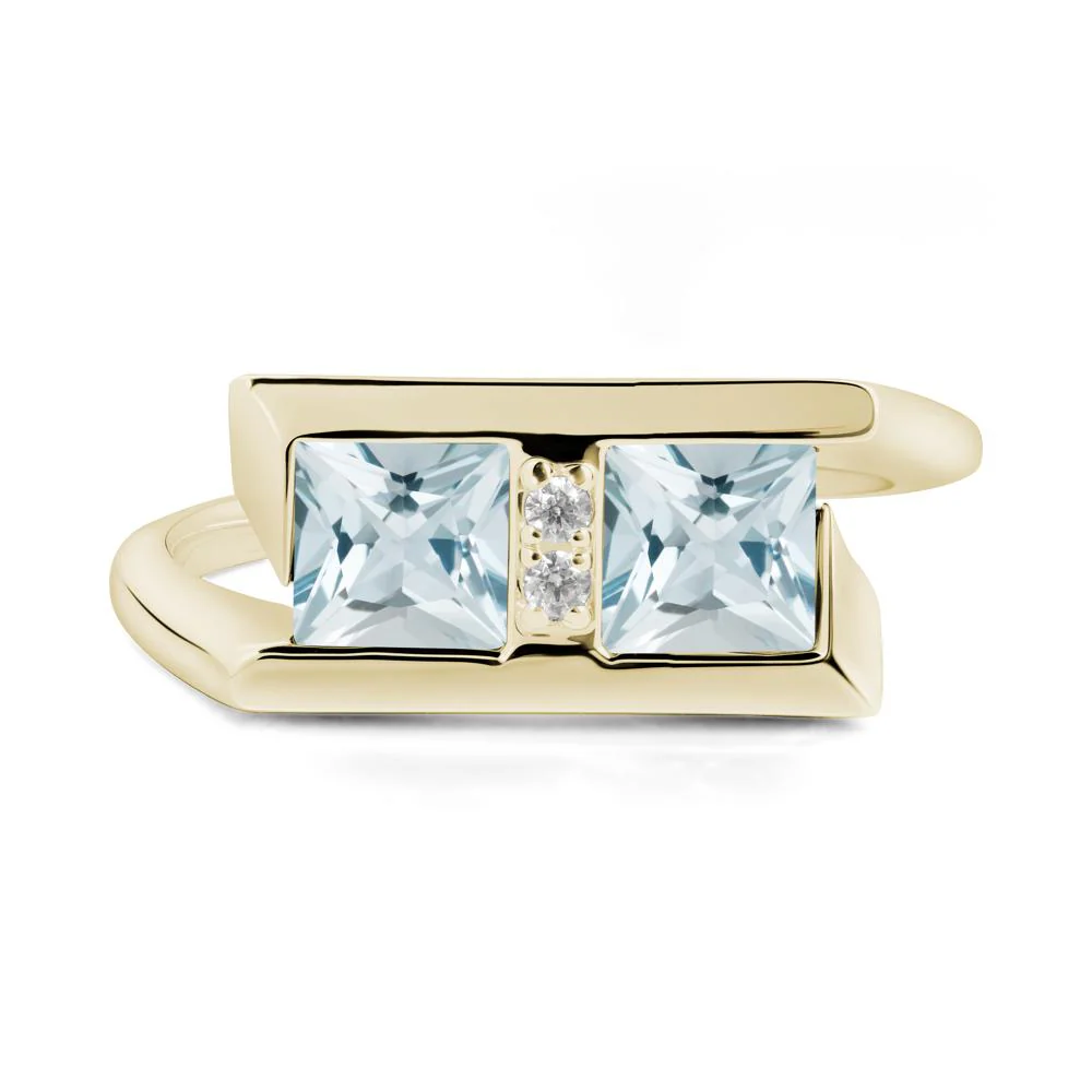 Toi Et Moi  Square Aquamarine Ring