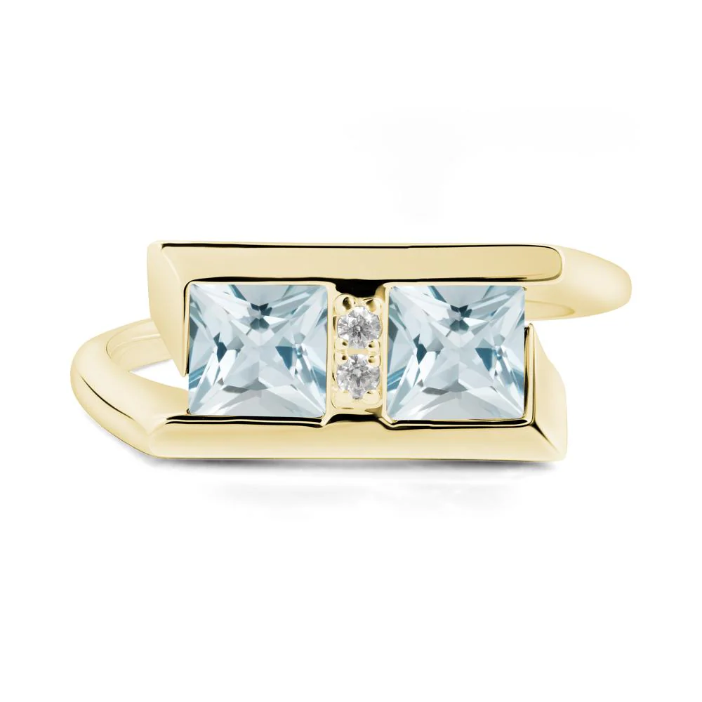 Toi Et Moi  Square Aquamarine Ring - Image 3