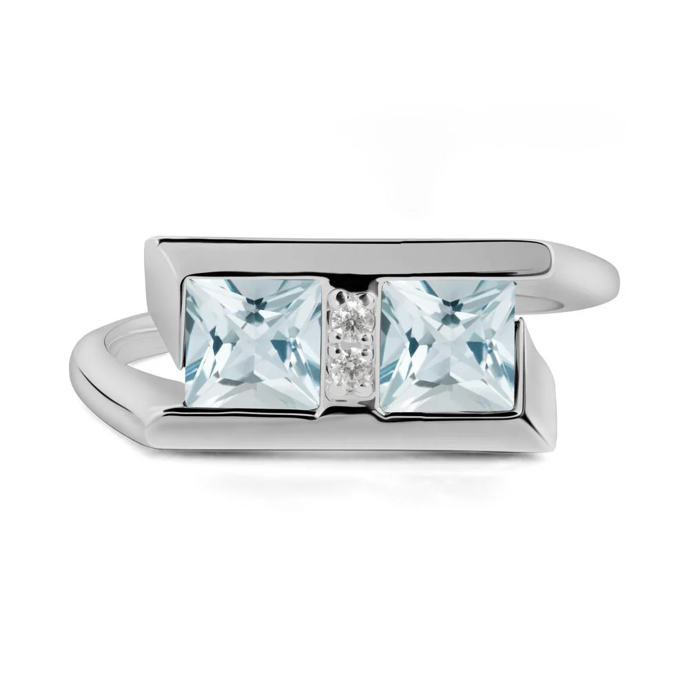 Toi Et Moi  Square Aquamarine Ring - Image 6