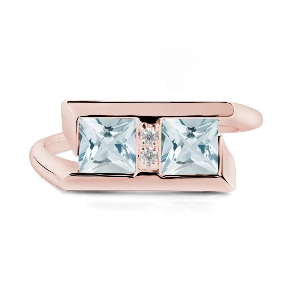 Toi Et Moi  Square Aquamarine Ring - Image 8