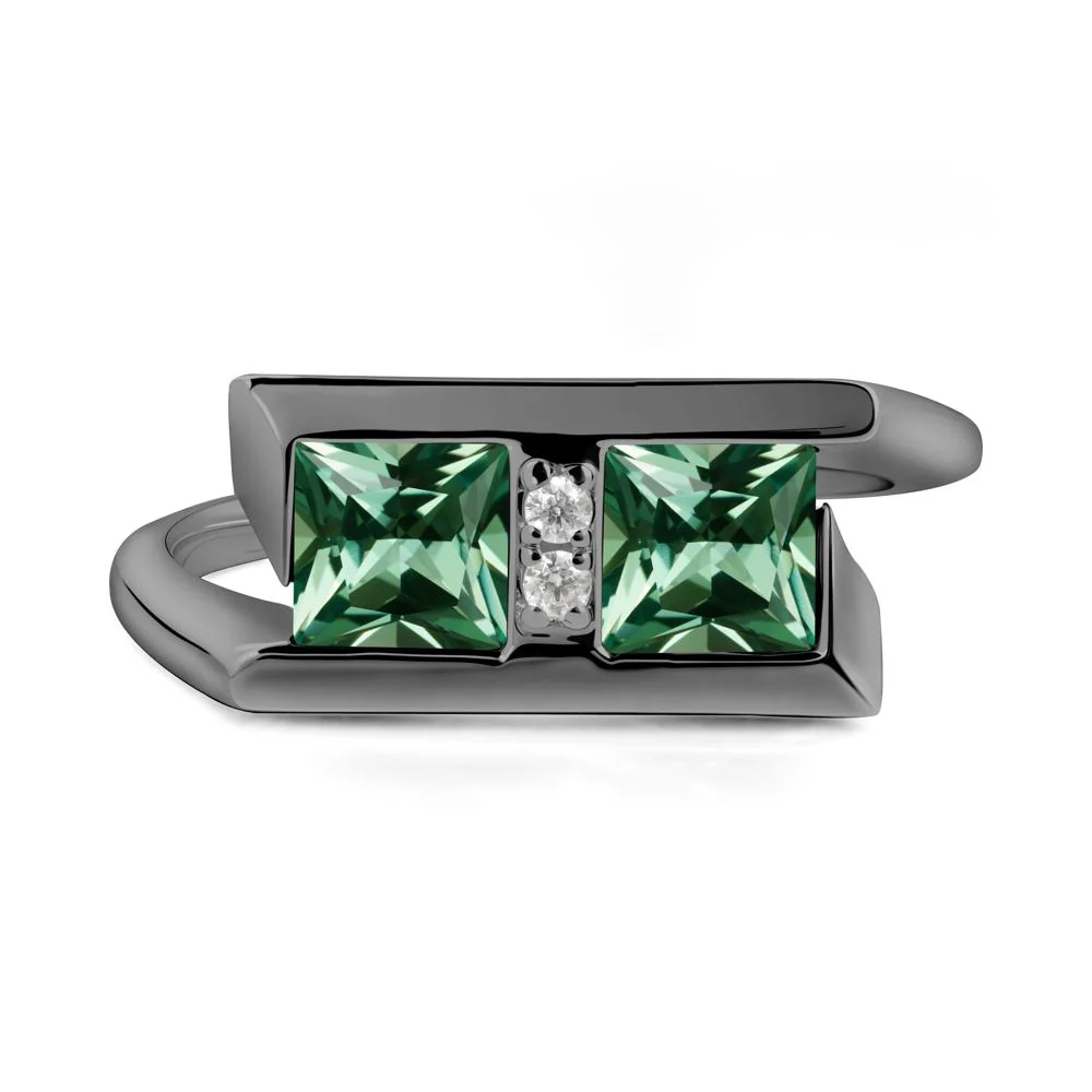 Toi Et Moi Square Green Sapphire Ring - Image 4